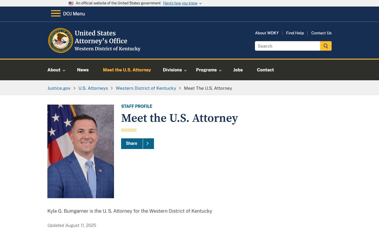 Metcalfe County arrest records and court charges U.S. Attorney profile