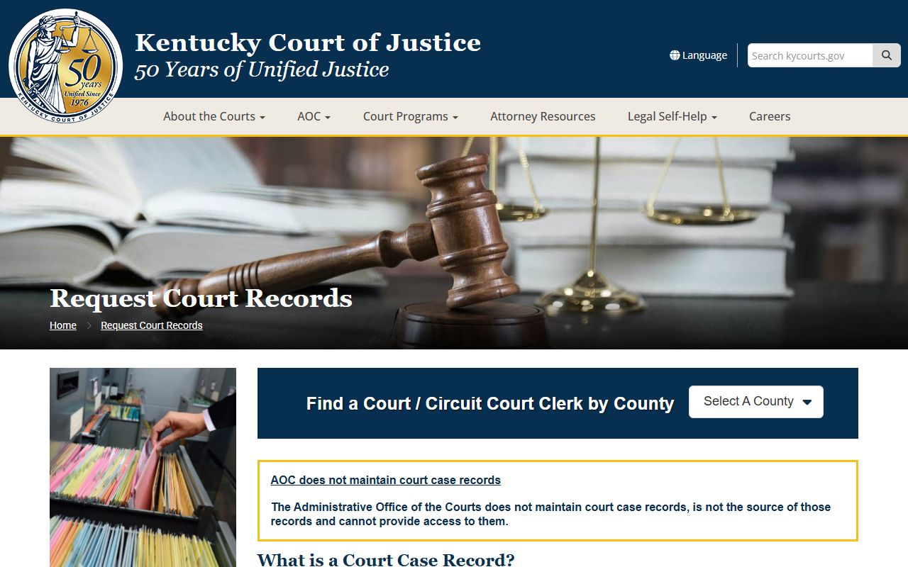Metcalfe County court records request instructions through KCOJ