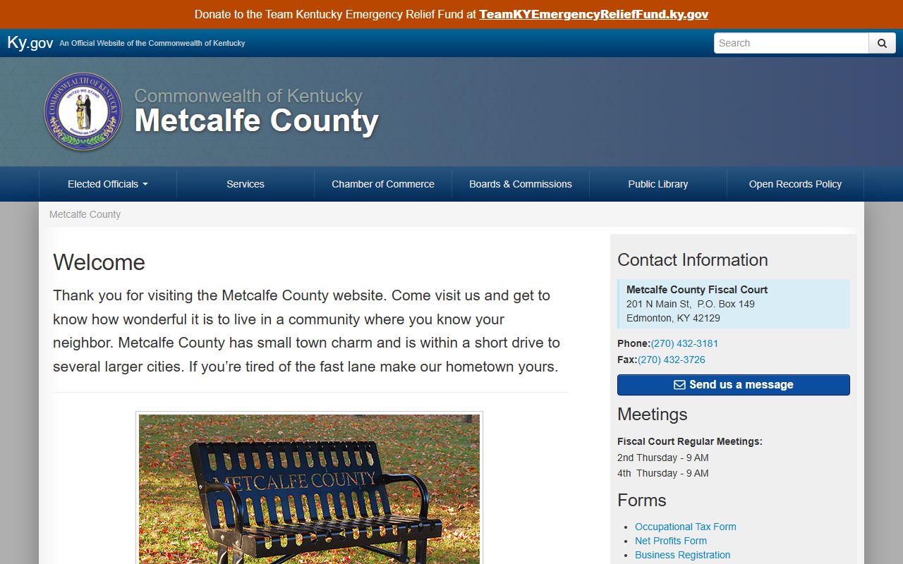 Metcalfe County court records and county government contact source