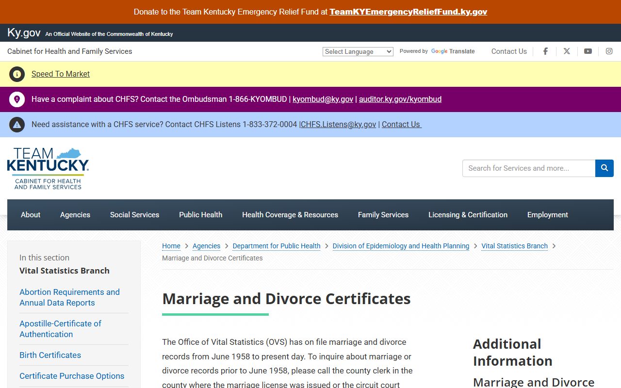 Metcalfe County marriage and divorce records Kentucky certificate page